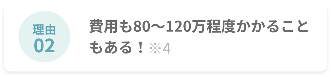 理由02 費用も80～120万程度かかることもある！※4