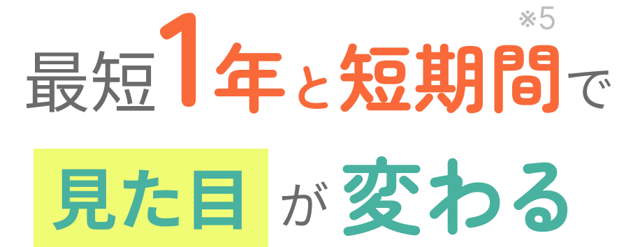 最短1年と短期間※5 で見た目が変わる！